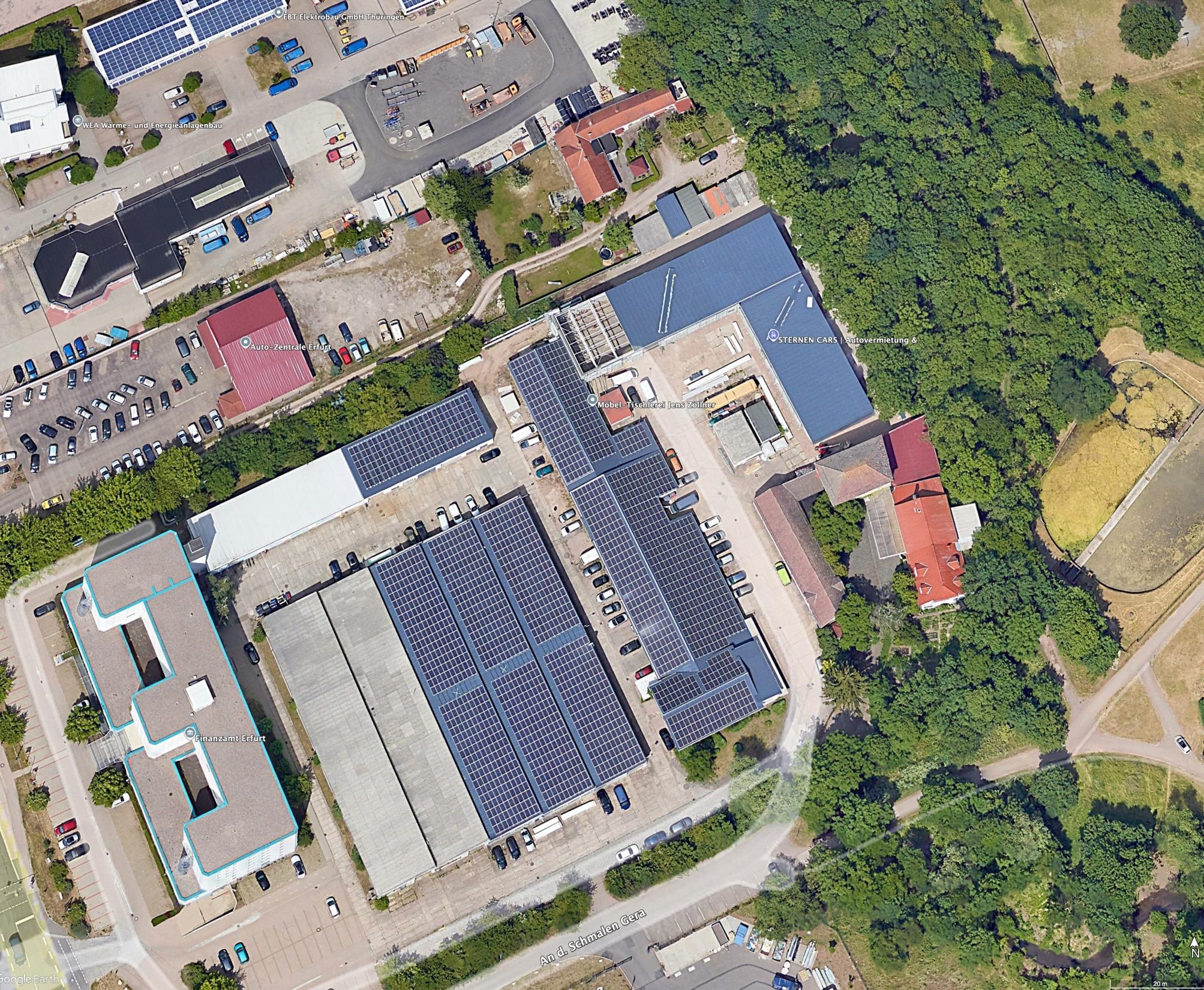 Luftbild der PV‑Anlage Erfurt